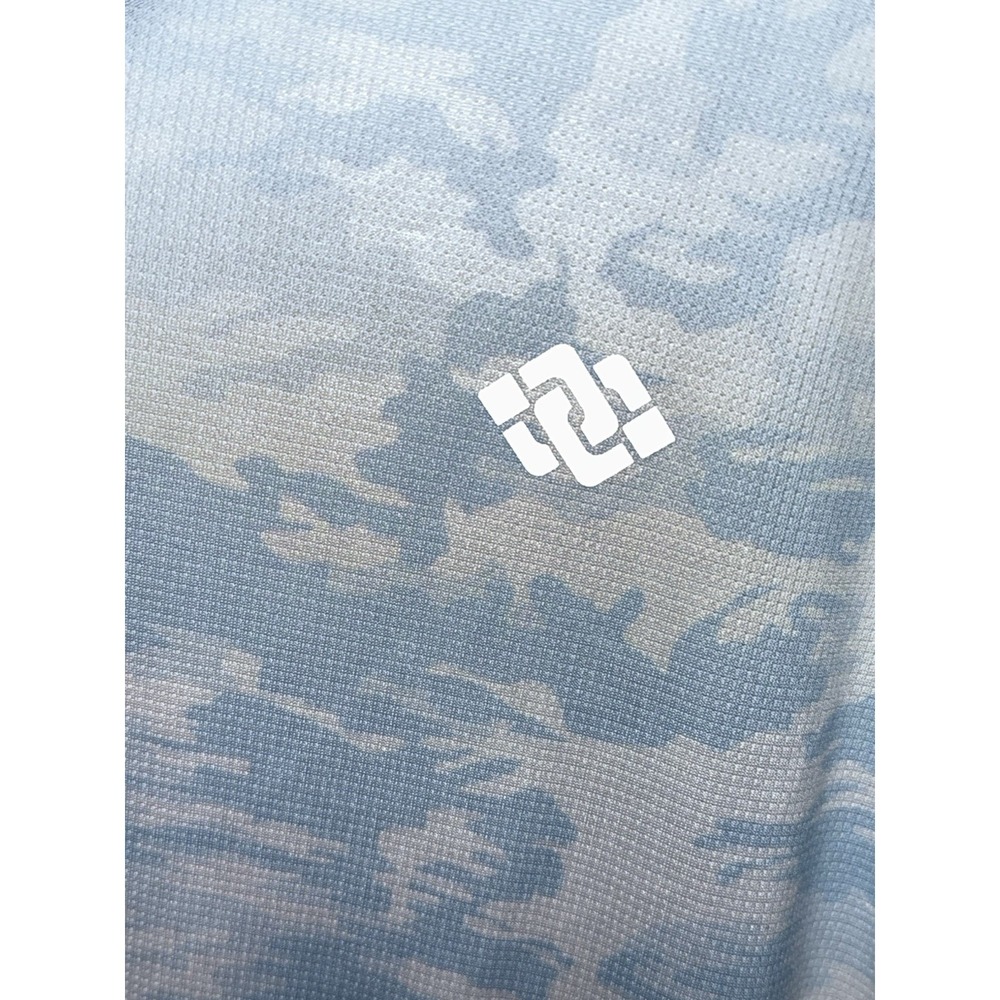 MoFiz Men's Polo Pale Blue & White Camo Pattern Size 3XL 100% Polyester - Picture 2 of 5